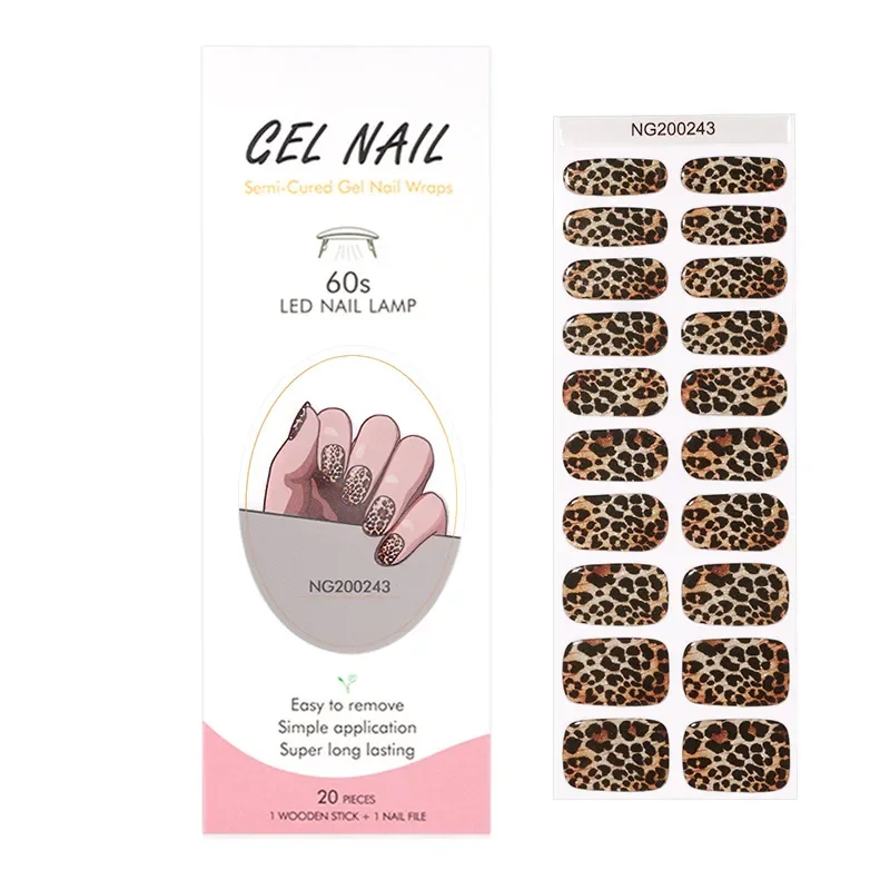 Striping Tape Nail - Spotted Leopard Print Semi-Cured Gel Nail