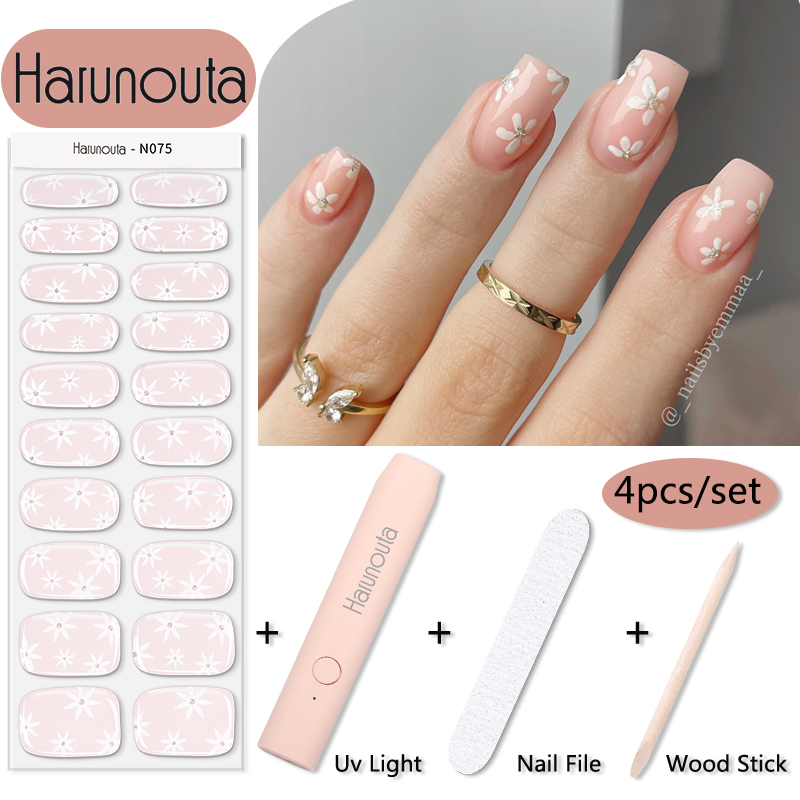 Striping Tape Nail - Harunouta 1 Set Flower Semi-Cured Gel