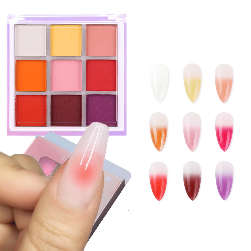 4/6/9Colors Nail Pigment Palet - Nail Art Ombre Glitter ulasan dan harga