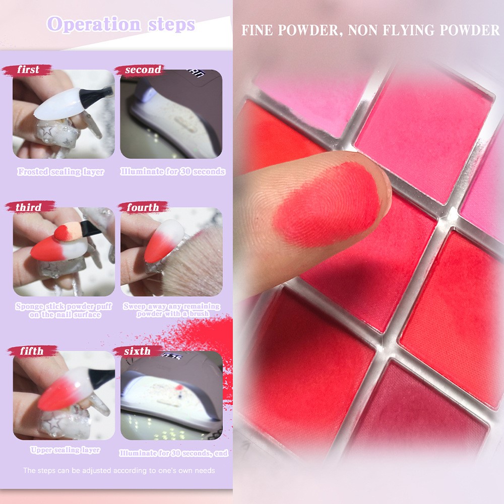 4/6/9Colors Nail Pigment Palet - Nail Art Ombre Glitter ulasan dan harga