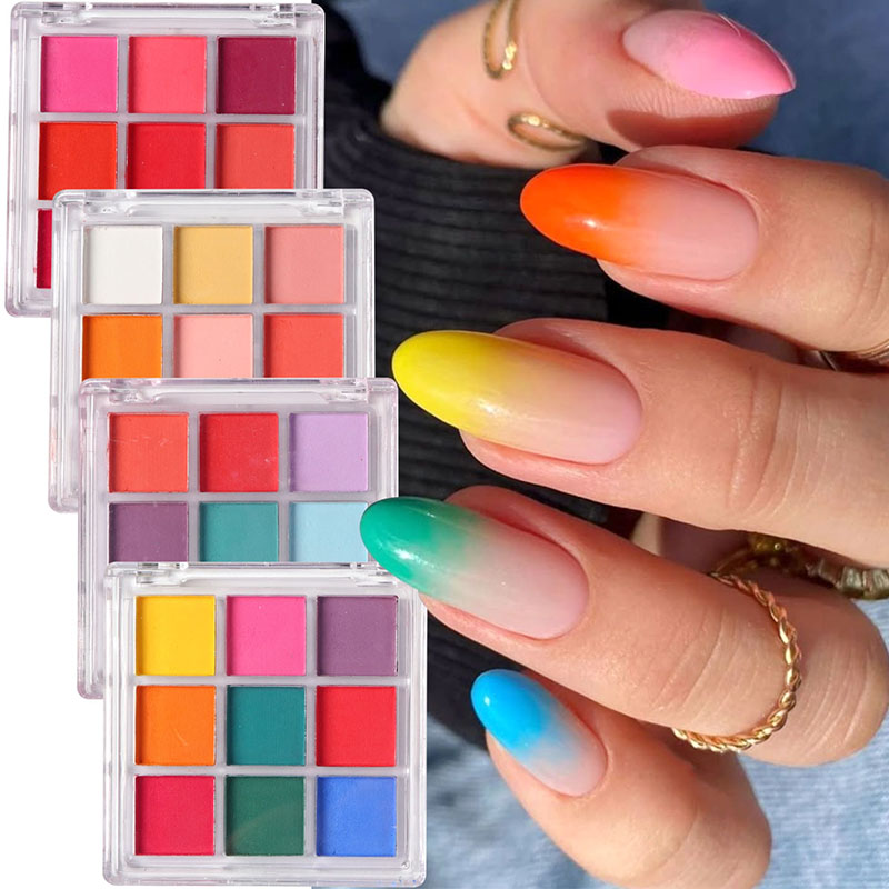9 Colors Gradient Manicure Nai - Nail Art Ombre Glitter ulasan dan harga