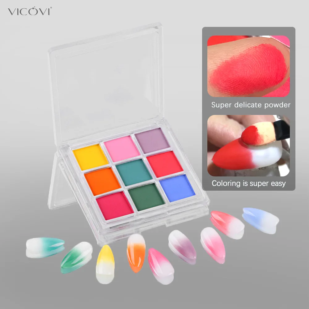 9 Colors Nail Pigment Palette  - Nail Art Ombre Glitter ulasan dan harga