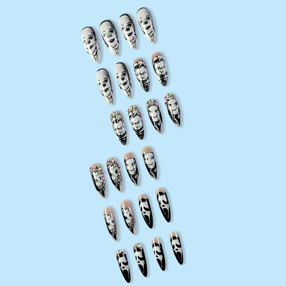 24Pcs Glossy Long Almond Hallo - Nail Art Vampire ulasan dan harga
