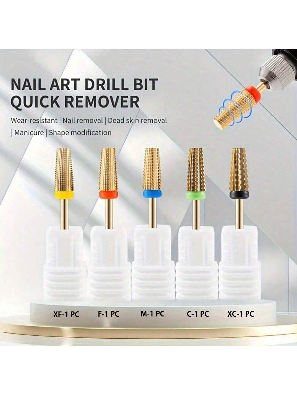 1/5Pcs Tungsten Steel Nail Dri - Nail Art Gold ulasan dan harga
