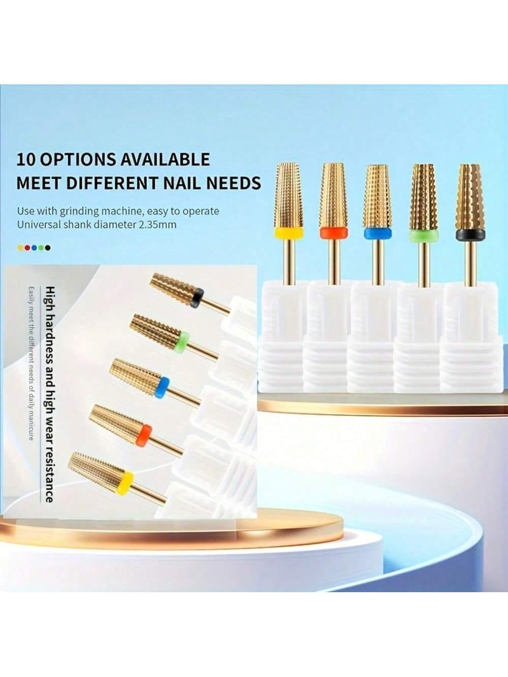 1/5Pcs Tungsten Steel Nail Dri - Nail Art Gold ulasan dan harga