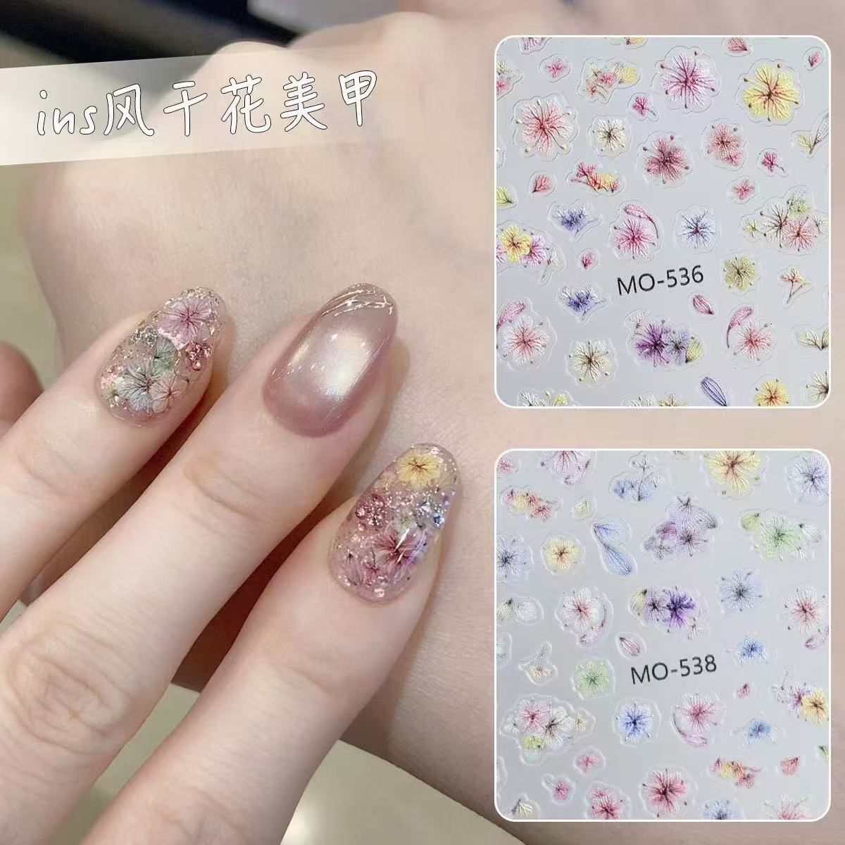 Viral Dried Flower Nail Art St - Nail Art Ombre Glitter ulasan dan harga