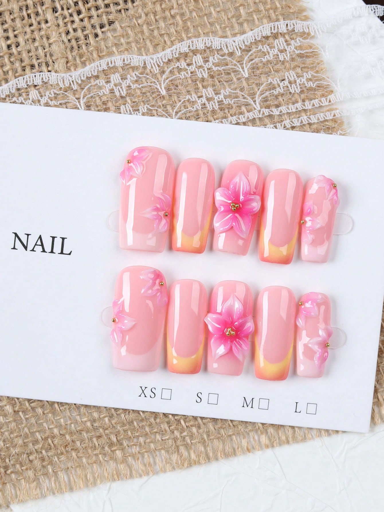 10 Pieces of Medium-Length Rec - Nail Art Gold ulasan dan harga