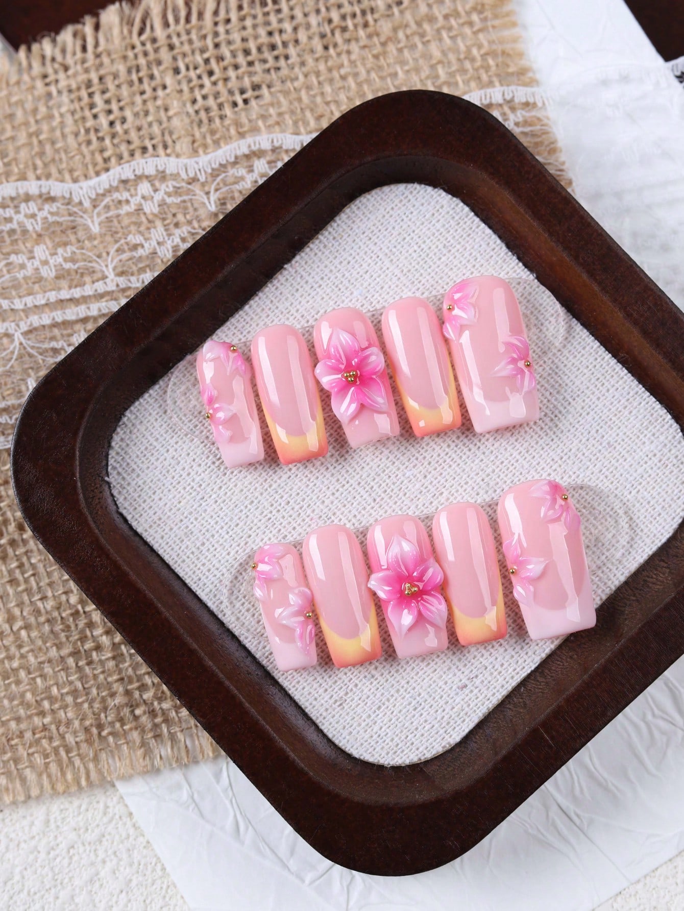 10 Pieces of Medium-Length Rec - Nail Art Gold ulasan dan harga