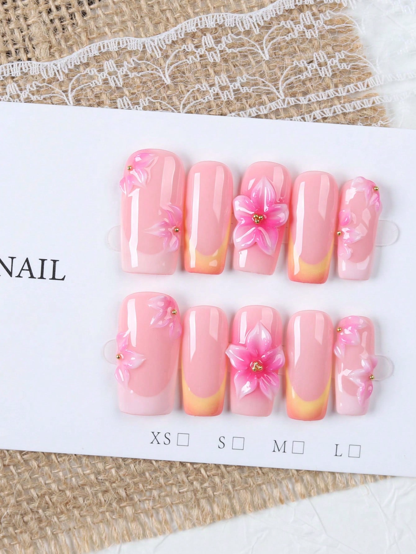 10 Pieces of Medium-Length Rec - Nail Art Gold ulasan dan harga
