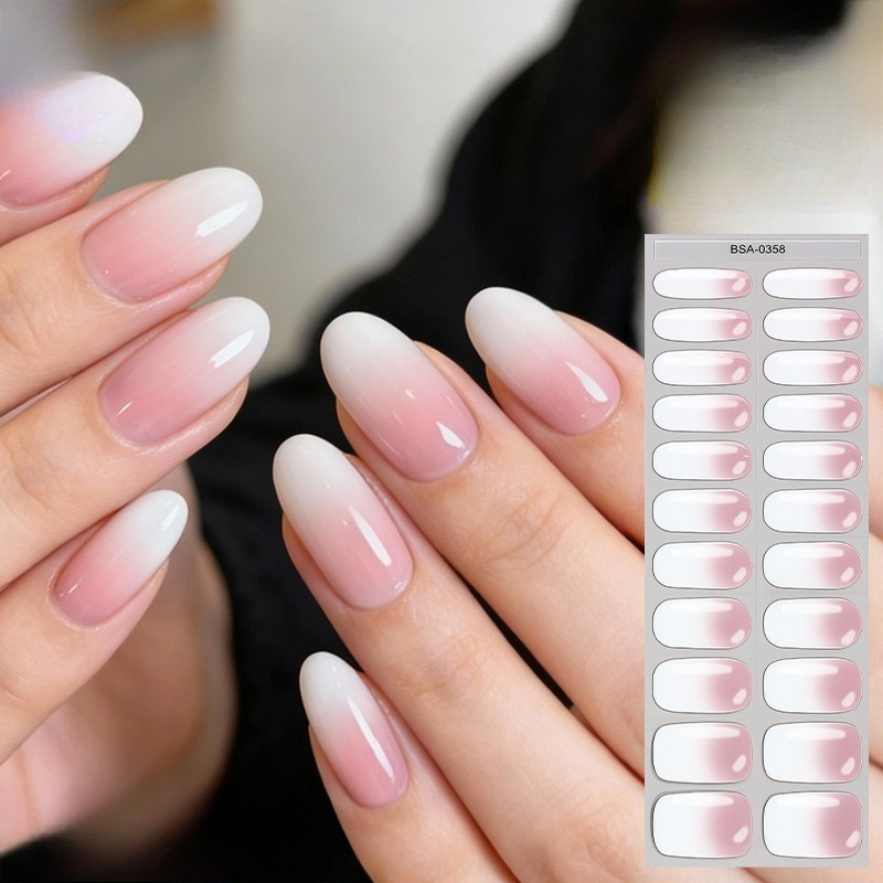 Pink White Gradient Nail Stick - Nail Art Natural Simple ulasan dan harga