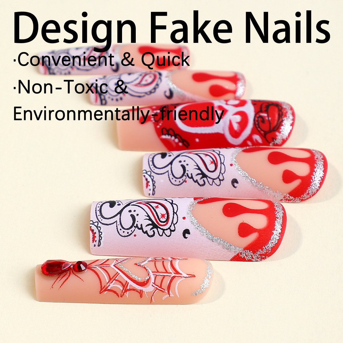 Scary Blood Skull Fake Nails L - Nail Art Vampire ulasan dan harga