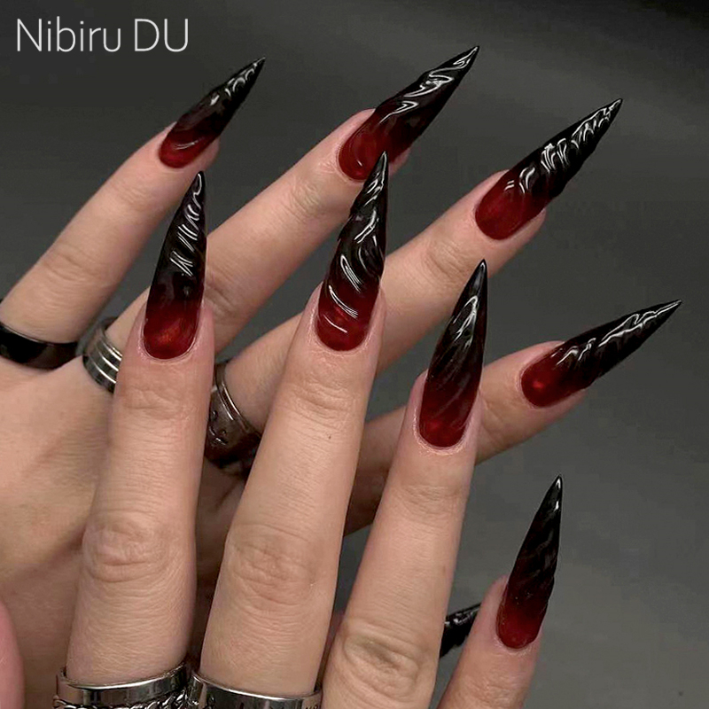 24Pcs Halloween Blood Press on - Nail Art Vampire ulasan dan harga