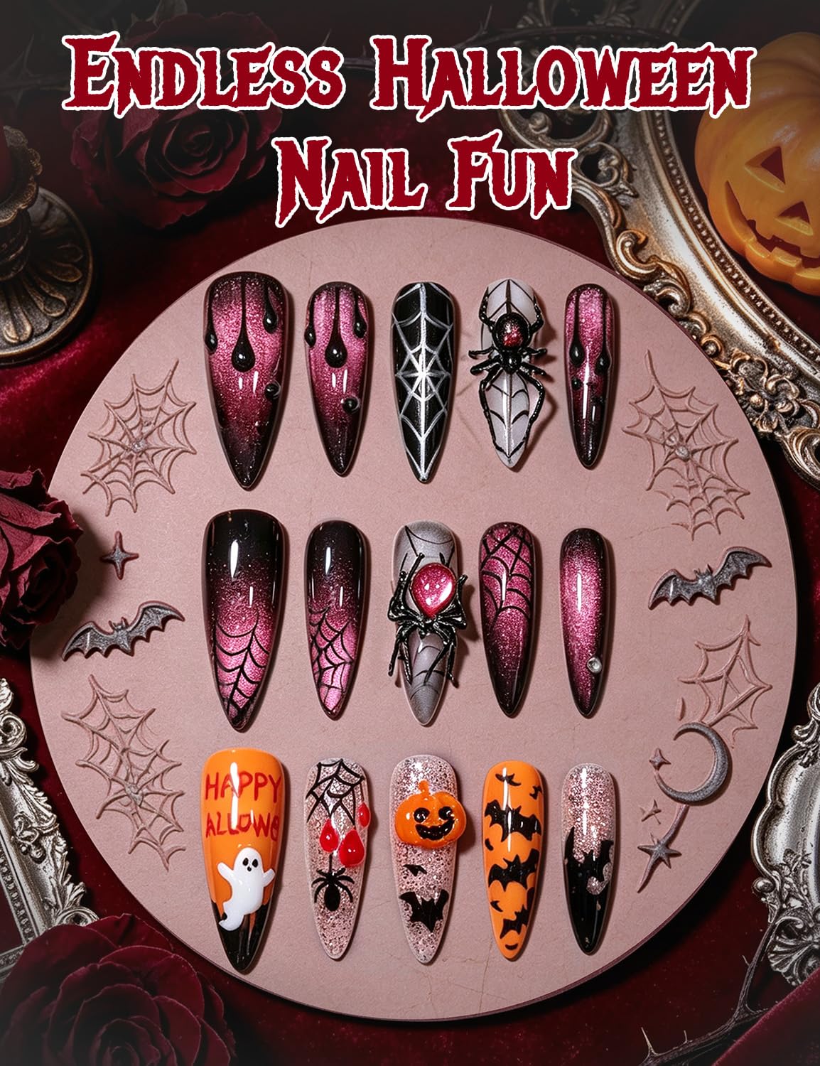 Beetles 3D Gel Nail Art White  - Nail Art Vampire ulasan dan harga