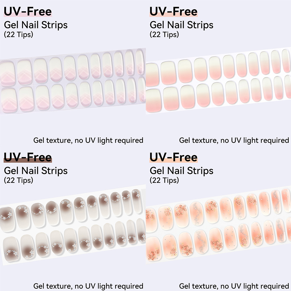 UV FREE Gel Nail Strips 22 Tip - Nail Art Ombre Glitter ulasan dan harga