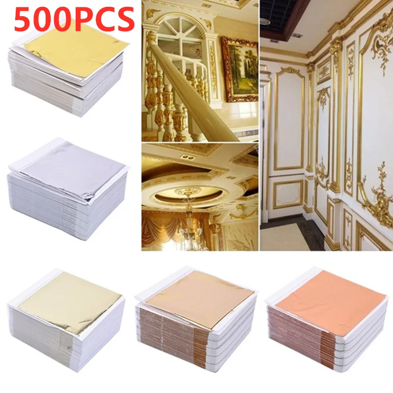 500 Sheets Imitation Gold Silv - Nail Art Gold ulasan dan harga