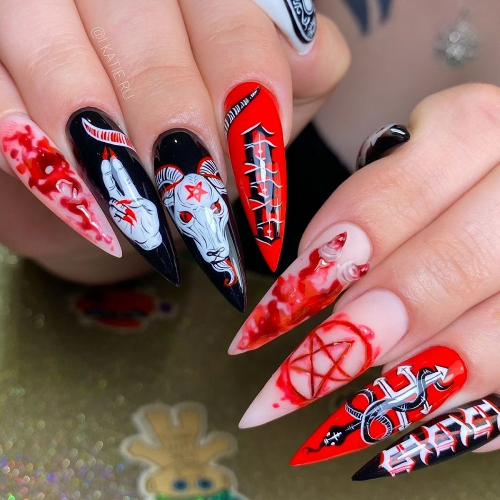 24PCS Halloween Long Stiletto  - Nail Art Vampire ulasan dan harga