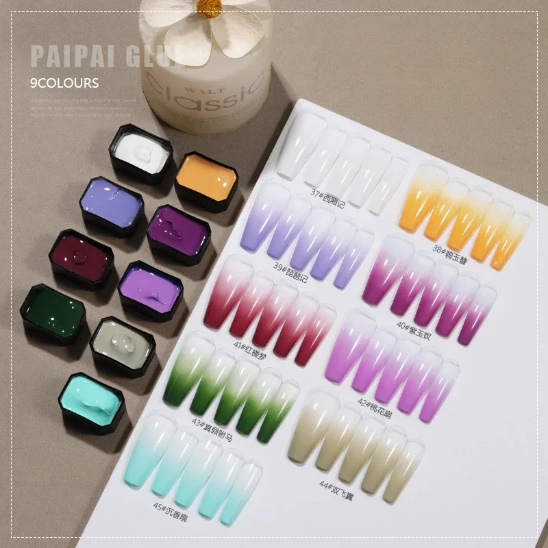 9Colors/Box Pat Ombre Gel Nail - Nail Art Ombre Glitter ulasan dan harga