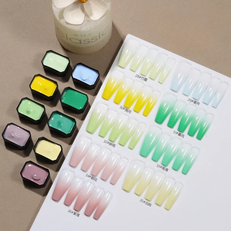 9Colors/Box Pat Ombre Gel Nail - Nail Art Ombre Glitter ulasan dan harga