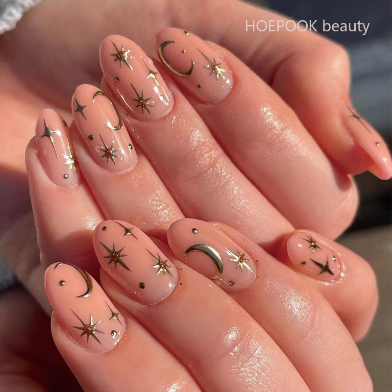 24pcs Pink Gradient Almond Pre - Nail Art Natural Simple ulasan dan harga