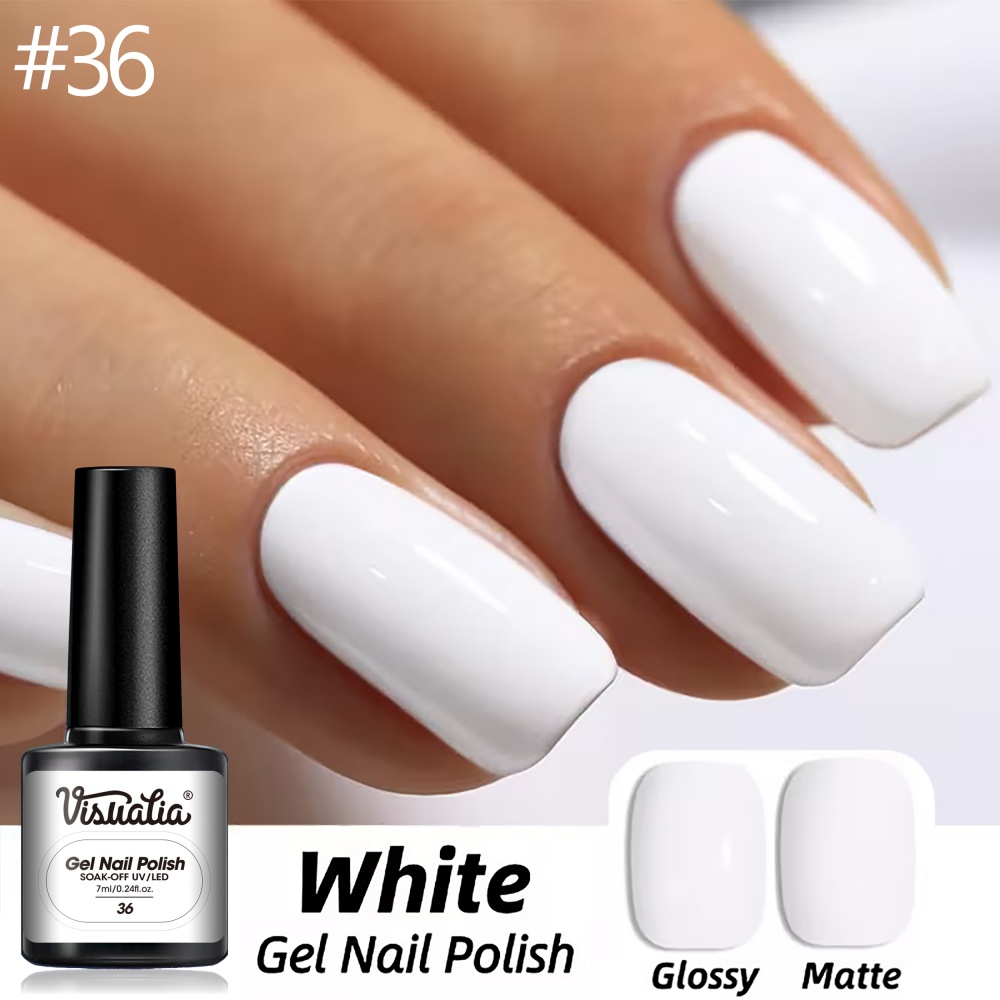Visuatia # 36 Pure White Nail  - Nail Art Natural Simple ulasan dan harga